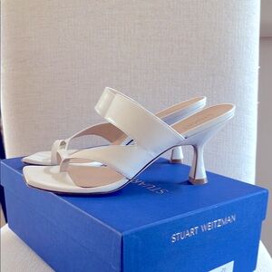 Stuart Weitzman Lyla Sandal. White Napa Leather. 8B. Good Condition.